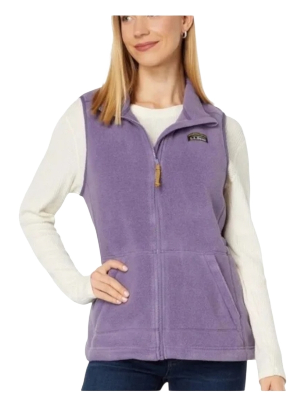LL Bean Womens Purple Mountain Classic Full Zip Fleece Vest Medium